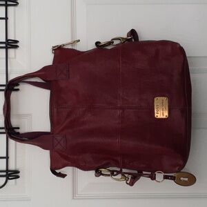 Beautiful Fossil Brand Purple Leather Adjustable Crossbody Long Live Vintage Bag